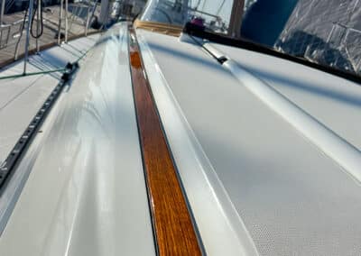 Image of caulk on boat eyebrow done by Charleston Boat Detailing